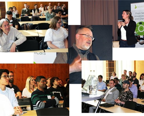 Collage_170622 Bio4Energy researchers and students assembled at Umeå, Sweden, 16 June; for their biannual Researchers' Meeting. Photos by Anna Strom ©2022.