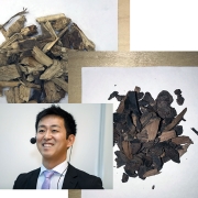 Biomass (left) must be turned into biocarbon (right) in a controlled process to be an alternative for use to fossil coal in the iron and steel industries. Kentaro Umeki is Bio4Energy's man on the job. Photos by courtesy of Kentaro Umeki, Luleå University of Technology.