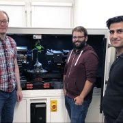 Stéphane Verger and colleagues at a research laboratory. Photo by courtesy of Fredrik Forsberg.